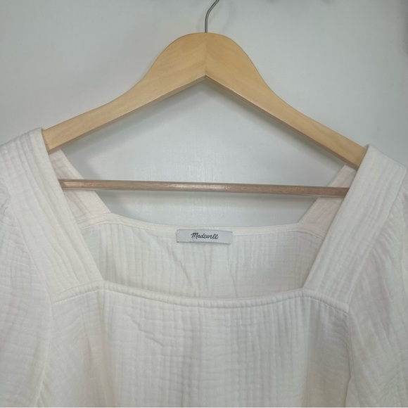 Madewell Plus Lightspun Millbrook Puff-Sleeve Peplum Top. Lighthouse. 2X. - Picture 6 of 8